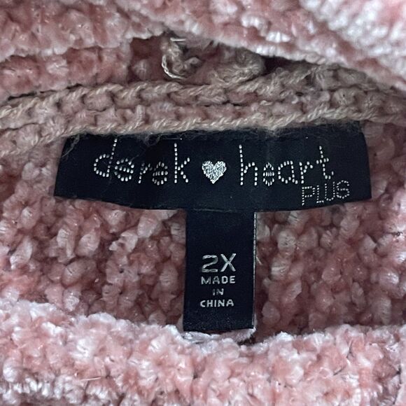 Derek Heart Plus Sweatshirt Knitted Hoodie Long Sleeve Women's 2XL Pink‎ - Picture 2 of 8